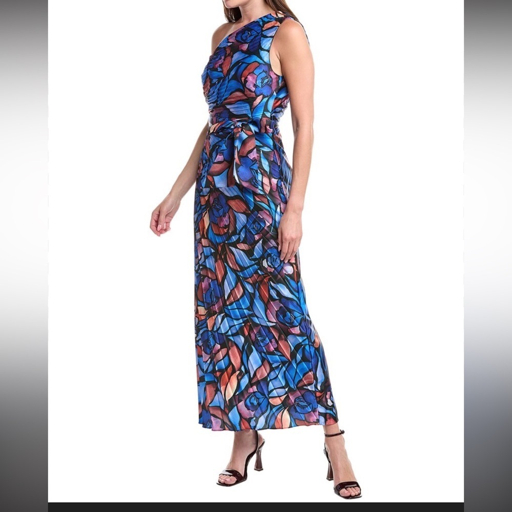 Milly Estelle printed satin one shoulder dress size 12 NWT